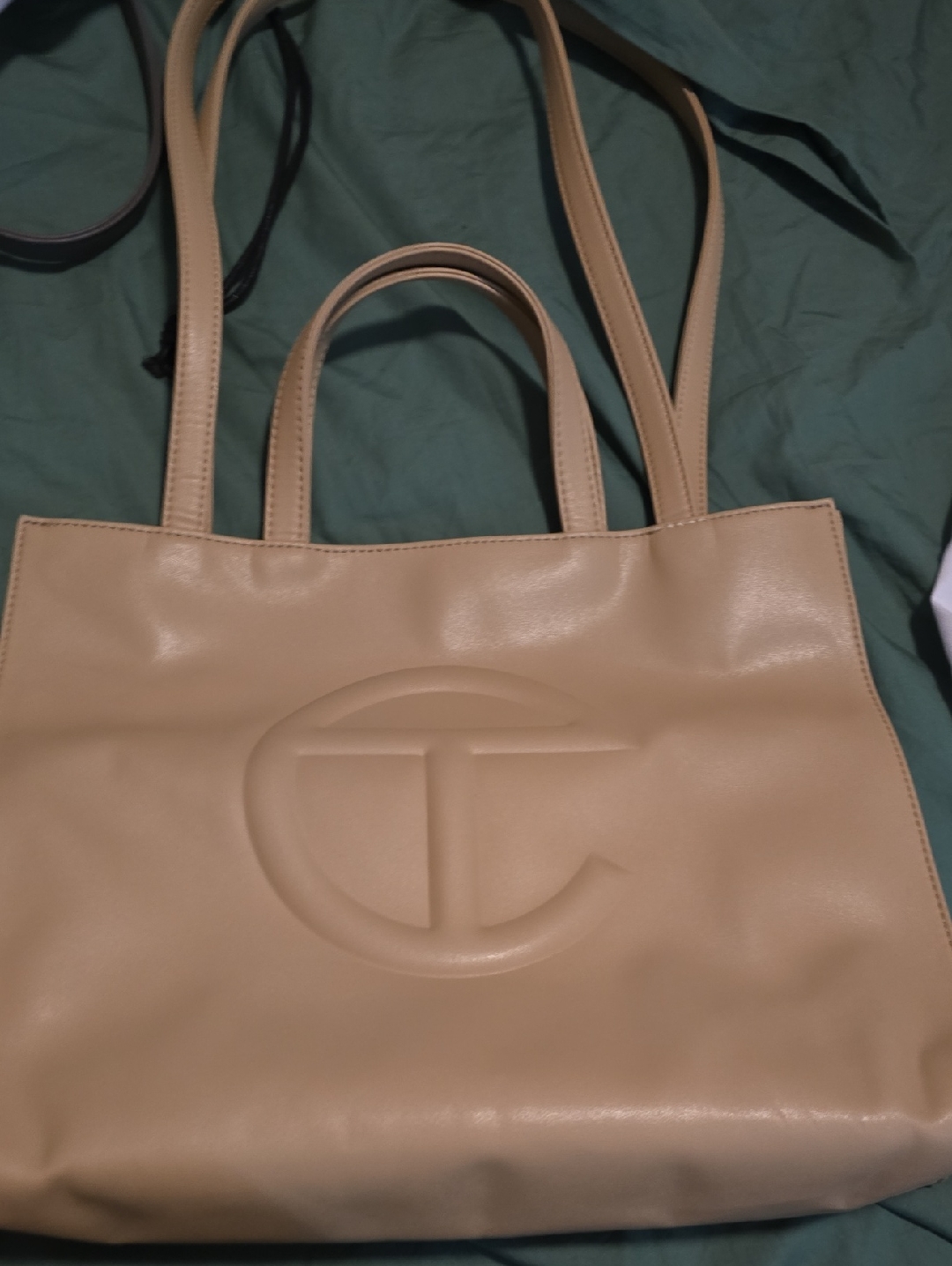 Authentic Telfar Beige Embossed Logo Tote